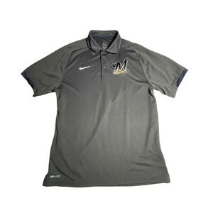 Nike Dri Fit Milwaukee Brewers MLB Polo Shirt Men's Gray Golf Casual